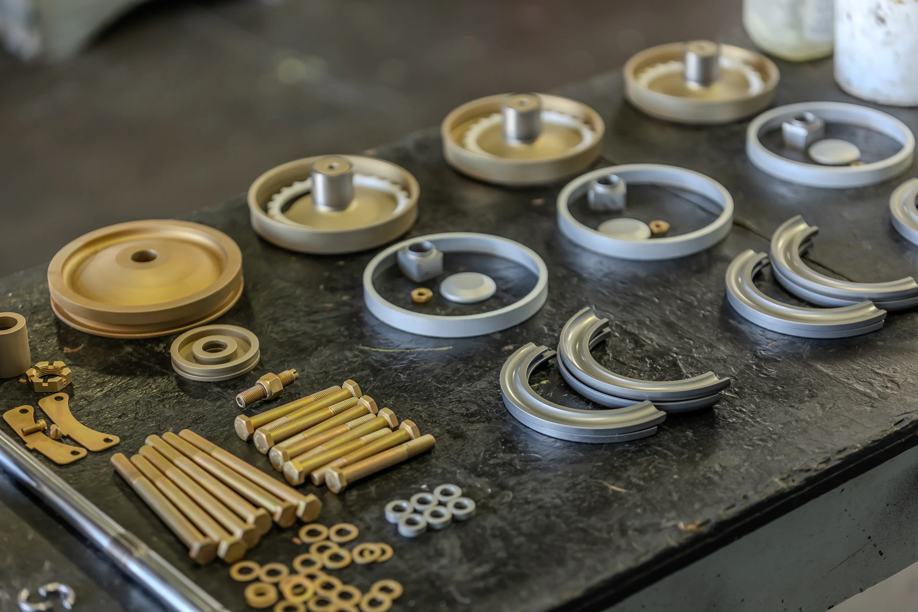 Precision propeller components arranged for inspection